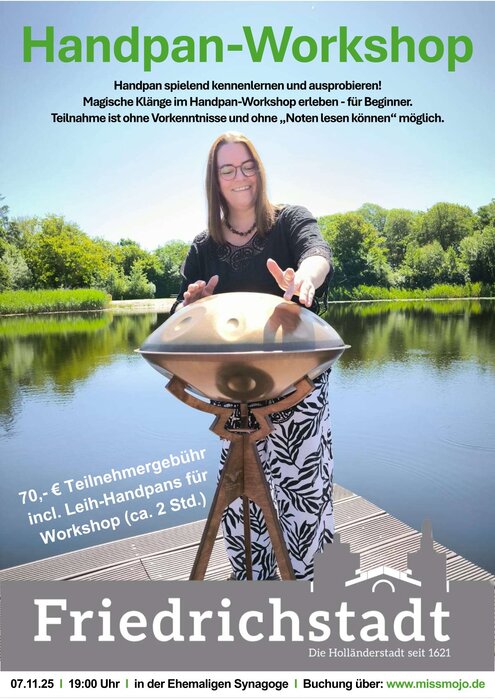 Plakat Fußzeile Friedrichstadt DIN A4 Handpan Workshop
