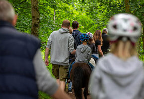 Gef&uuml;hrtes Ponyreiten auf sch&ouml;nem Wiesengel&auml;nde, ca. 20 Min.