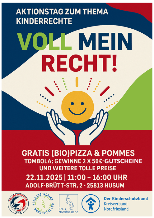 Plakat des Aktionstages Kinderrechte "Voll mein Recht!" am 22.11.2025 - Kein Copyright Plakat des Aktionstages Kinderrechte "Voll mein Recht!" am 22.11.2025