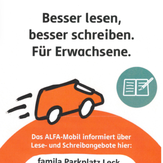 Aushang ALFA-Mobil in Leck