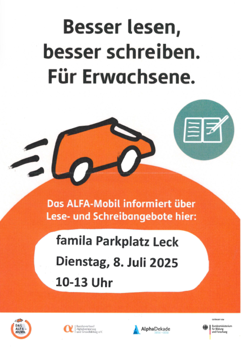 Aushang ALFA-Mobil in Leck