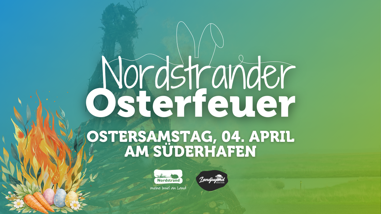 Veranstaltungsplakat Osterfeuer auf Nordstrand