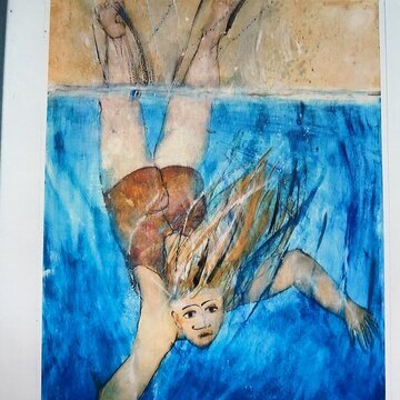 Anette Jutta Beyer "Tauchende", Aquarell
