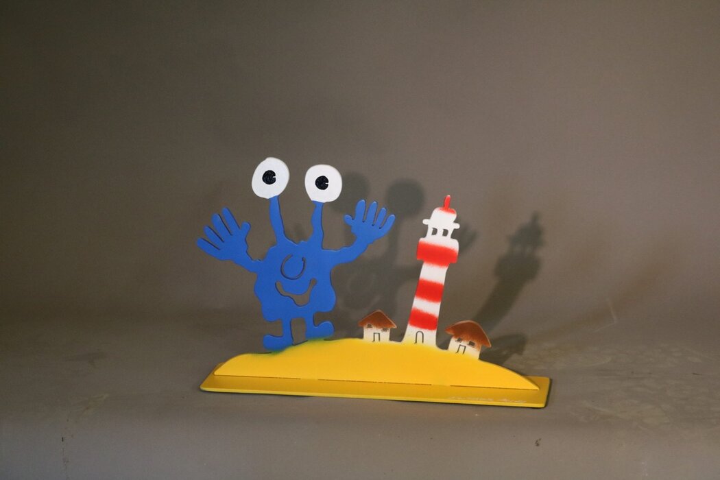 Preller, Patrick, Eine Insel mit zwei Häusern, 2018, Stahl, Aufl 30, 35 x 35 cm