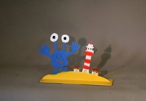 Preller, Patrick, Eine Insel mit zwei Häusern, 2018, Stahl, Aufl 30, 35 x 35 cm