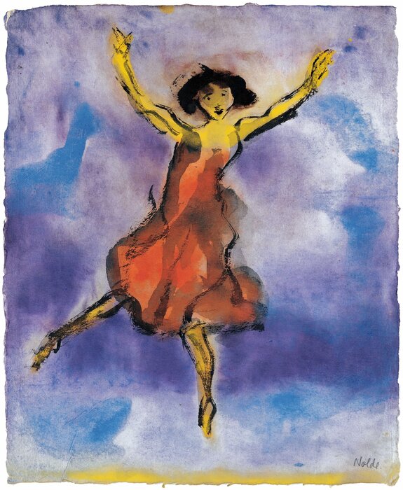 Emil Nolde, Tänzerin (rotes Kleid), 1910_11, Aquarell, © Nolde Stiftung Seebüll
