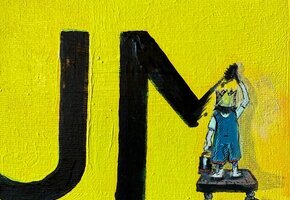 Illustration, " Der kleine König erobert Föhr", Öl auf Ölkarton, 20 x 20 cm