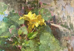 Björn Wirtz, Kürbisblüte I, 24 x 30cm, Ölgemälde_1