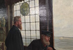 Lotsen schauen über einen Fluss